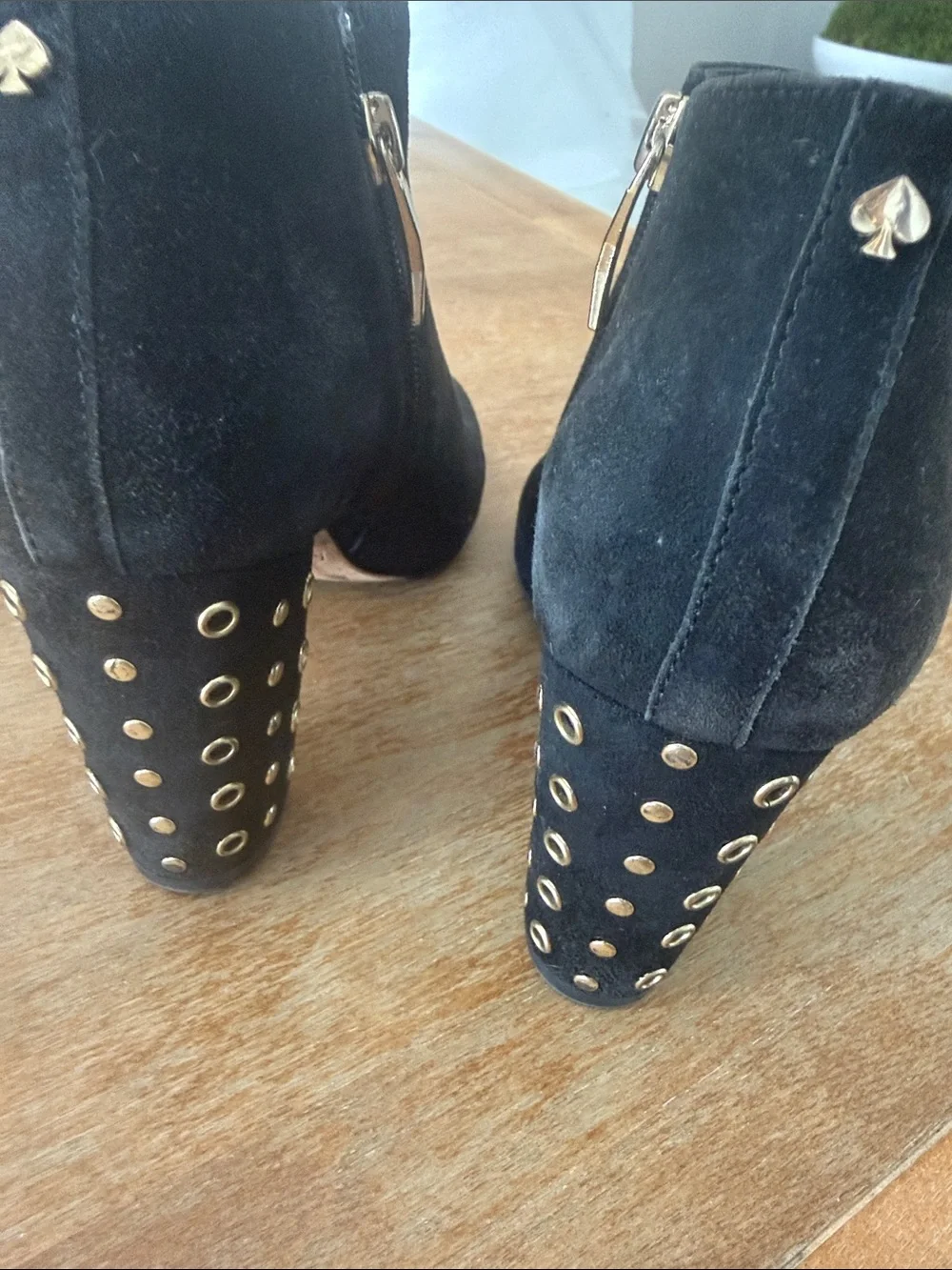 Kate Spade Black Suede Studded Ankle Booties - Size 7.5